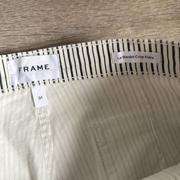 NEW Frame Le Bardot Crop Flare striped mid-rise kick-flare jeans 31 - Picture 11 of 15